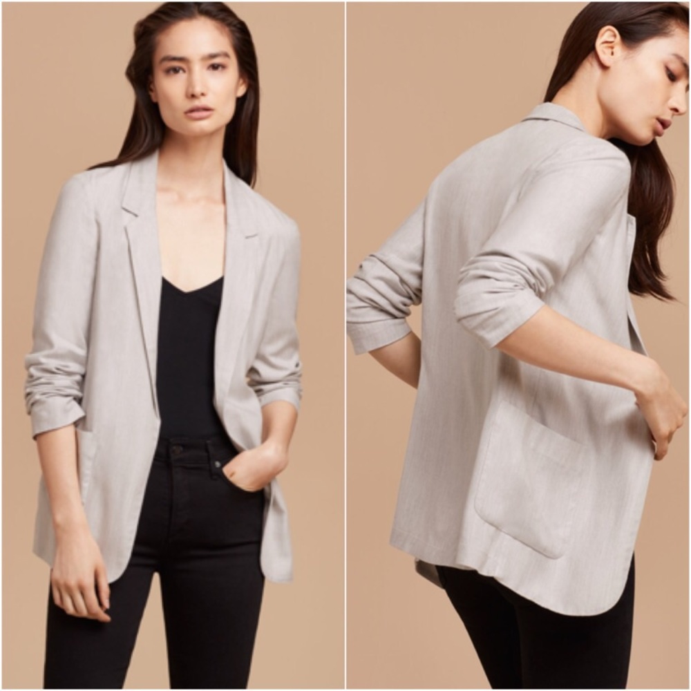 Aritzia Talula Grey Linen Kent Blazer Sz 6